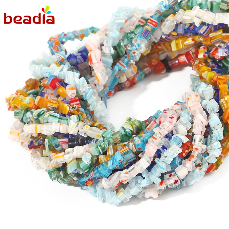 Hạt đá BEADIA xỏ lỗ hình hoa nhiều kích thước tiện lợi