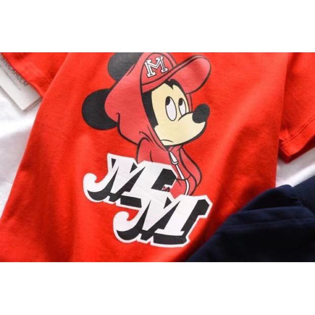 ĐỒ BỘ CHO BÉ TRAI CAYABE CHUỘT MICKEY ÁO ĐỎ QUẦN XANH ĐEN (QUẦN ÁO TRẺ EM)