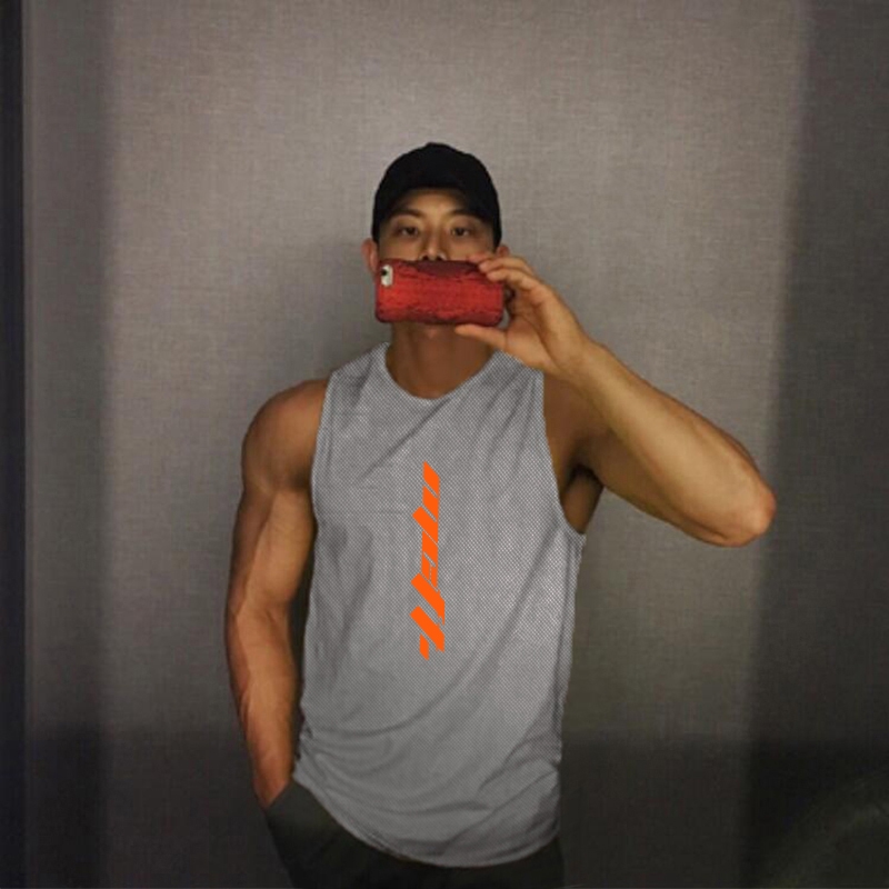 Áo hoodie không tay dạng lưới khô nhanh dùng cho tập thể hình mùa hè cho nam