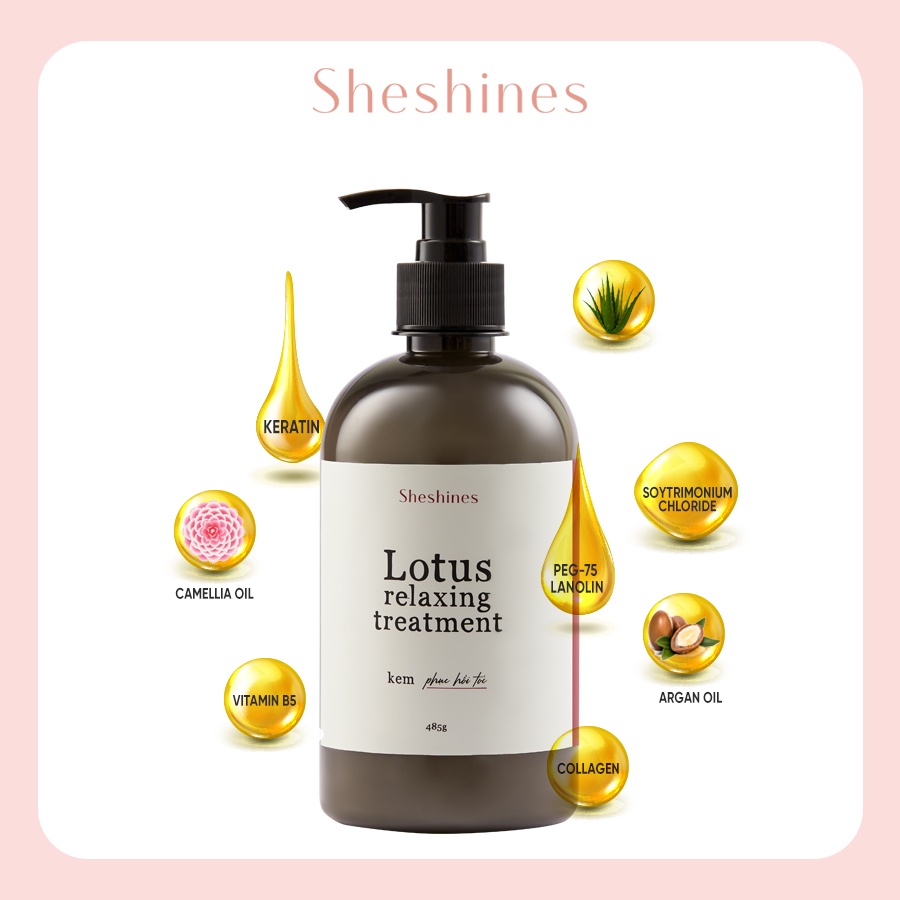 Bộ Sản Phẩm Dầu Gội - Kem Xả Lotus Sheshines Hương Sen Phục Hồi Hư Tổn và Ngăn Ngừa Rụng Tóc - 485g