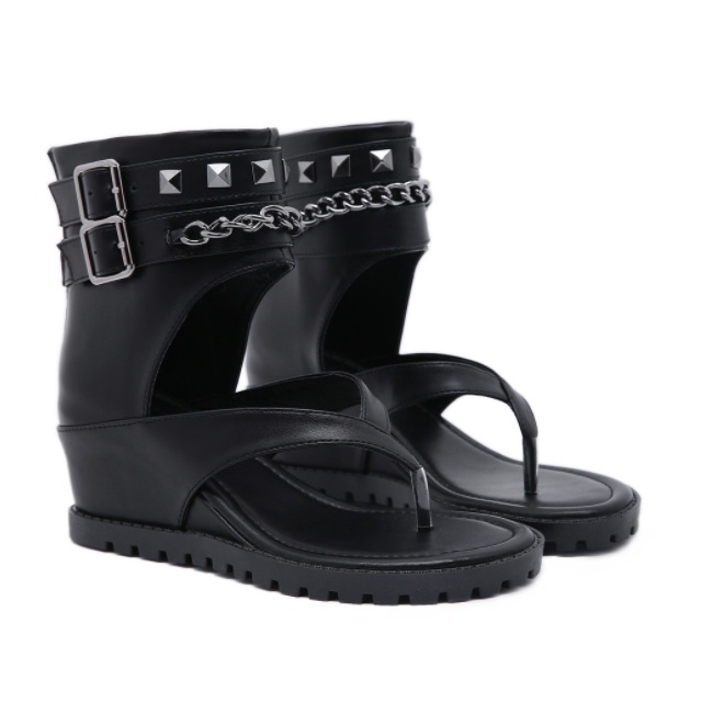 Giày sandal chiến binh cổ lửng đế độn nạm đinh phối xích Fullbox chính hãng cao cấp B14