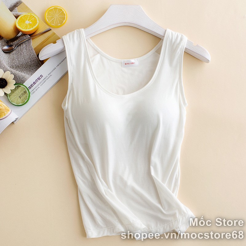 Áo thun kèm Bra ba lỗ cotton lạnh co giãn đủ size đủ màu