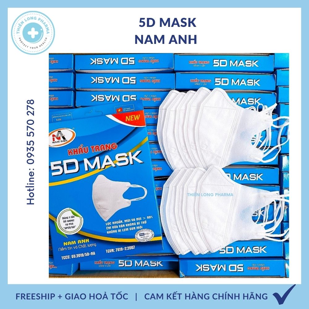 Khẩu trang 5D mask FAMAPRO quai thun khẩu trang y tế kháng khuẩn dày 3 lớp vải không dệt
