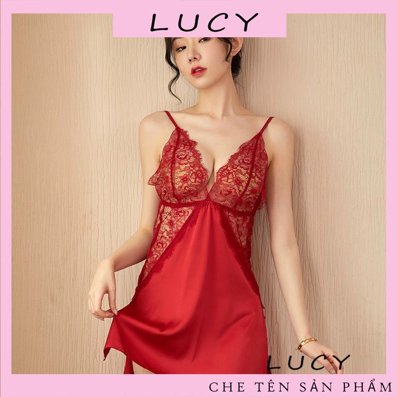 Váy Ngủ Sexy 5157 Lụa Satin, Cổ Váy Phối Ren Sang Trọng, Xẻ Eo Rất Đẹp | BigBuy360 - bigbuy360.vn