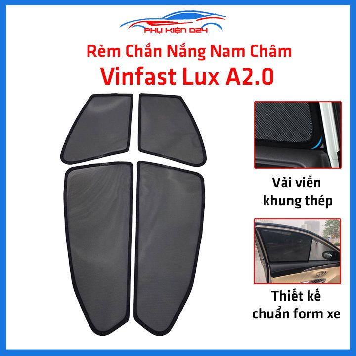 Bộ 4 rèm chắn nắng nam châm Vinfast Lux A2.0 khung cố định chống tia UV