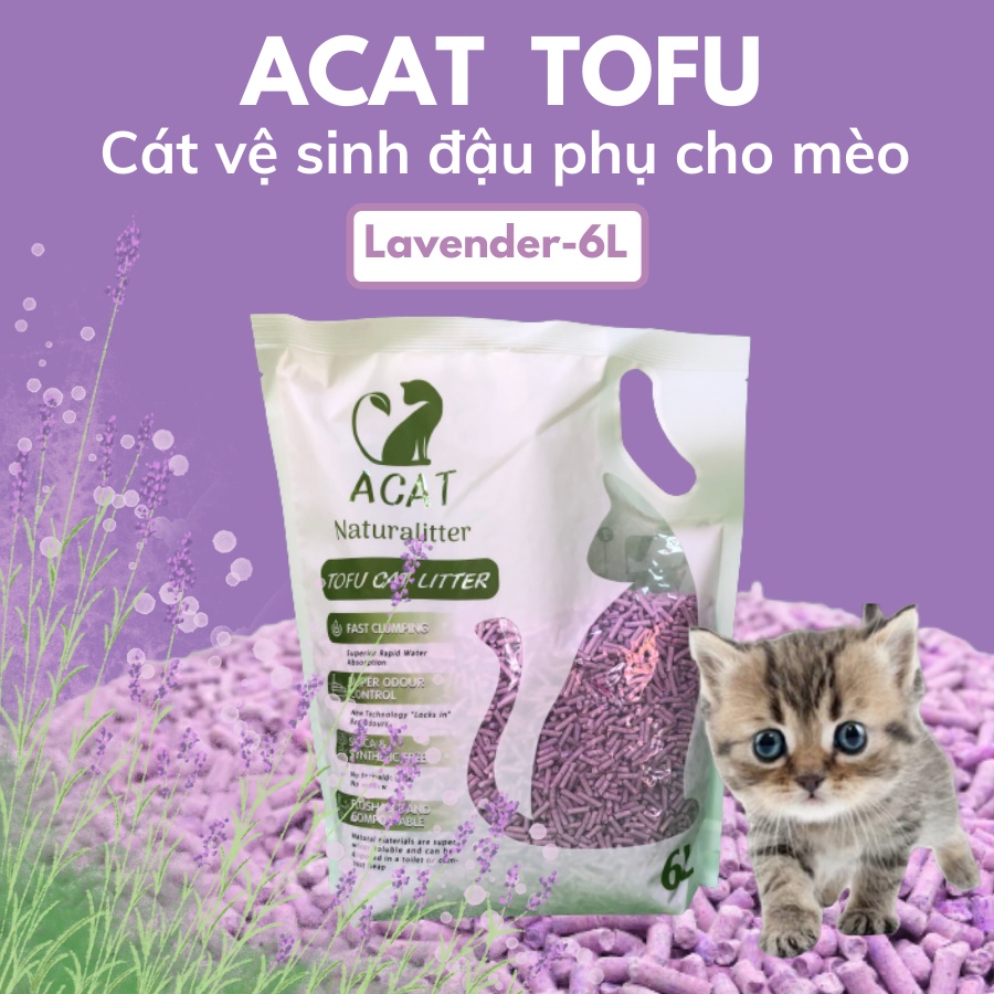 Cát vệ sinh đậu nành ACAT TOFU 6L cho mèo đi vê sinh