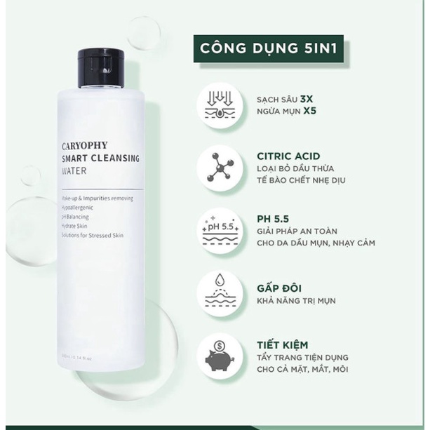 MINISIZE Tẩy trang Caryophy Smart Cleansing Water 30ml và 60ml