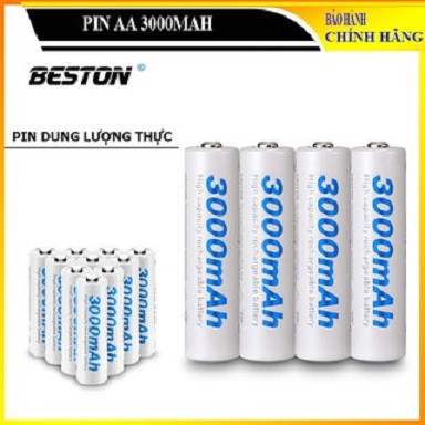 Set 4 pin sạc AA 3000 mAh Beston chính hãng Pin dung lượng cao chuyên dùng cho micro không dây, máy ảnh