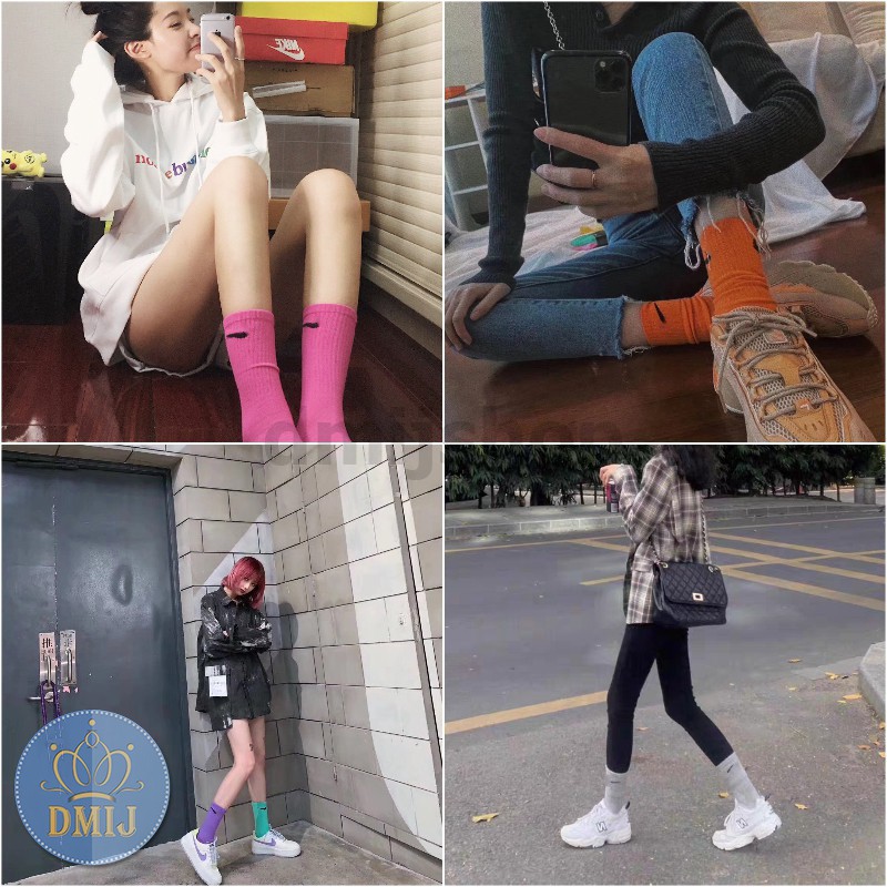 Tất Thể Thao Nam Nữ Cổ Cao Unisex In Logo Nhiều Màu Mới