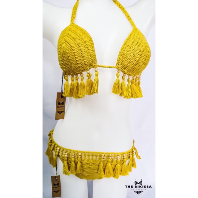 Bikini len móc tua rua phong cách Boho / Crochet Bikini tassels bohemian style