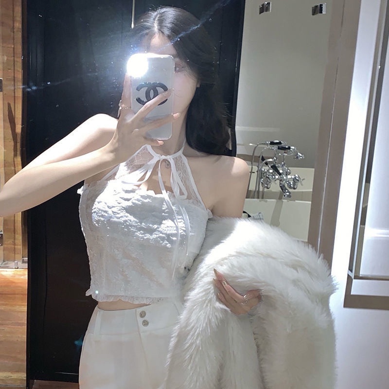 Áo Ren Cổ Yếm Dáng Ôm Thoải Mái Gợi Cảm Thời Trang Cho Nữ