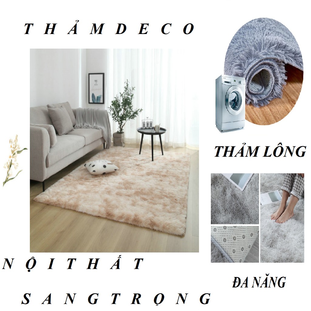 NỘI THẤT TRẢI SÀN SANG TRỌNG THẢM LÔNG 1M6X2M3 - THẢM LÔNG ĐA NGĂNG MẶT ĐẾ CHỐNG TRƯỢT - THẢM LÔNG