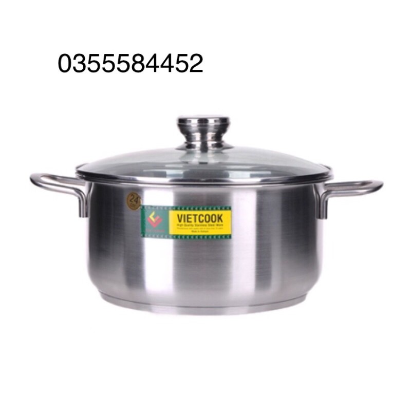 Nồi INOX 3 Đáy Nắp Kính Việtcook Sezi