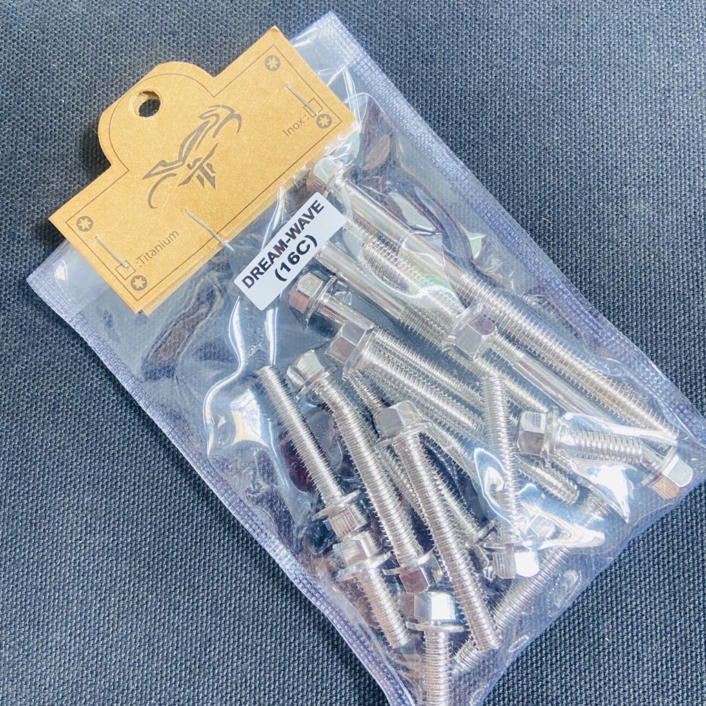 BỘ ỐC LỐC MÁY INOX SALAYA VERSION 2 THÁI XOẮN DÀNH CHO XE MÁY CÁC DÒNG