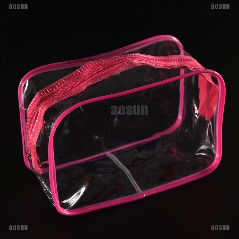 Túi nhựa PVC trong suốt đựng mỹ phẩm có khóa kéo tiện dụng mang đi du lịch tùy chọn màu sắc