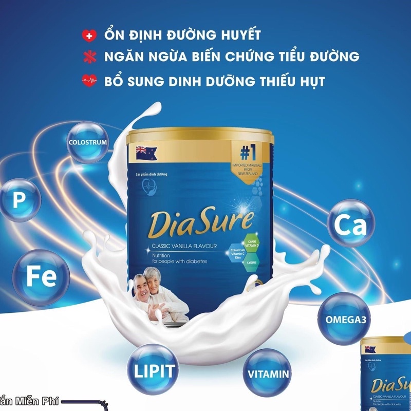 Combo 2 lon Sữa DiaSure sữa non dành cho người tiểu đường hộp 850gr DATE 2024