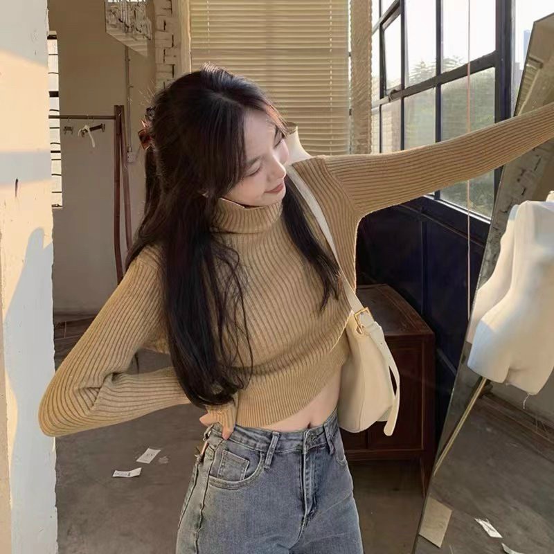 Áo Len Nữ Cao Cổ Dáng Ngắn - 8 mầu Trắng Be Đỏ Đen Xanh Xám Ghi Nâu - Hanlly Fashion - AL6