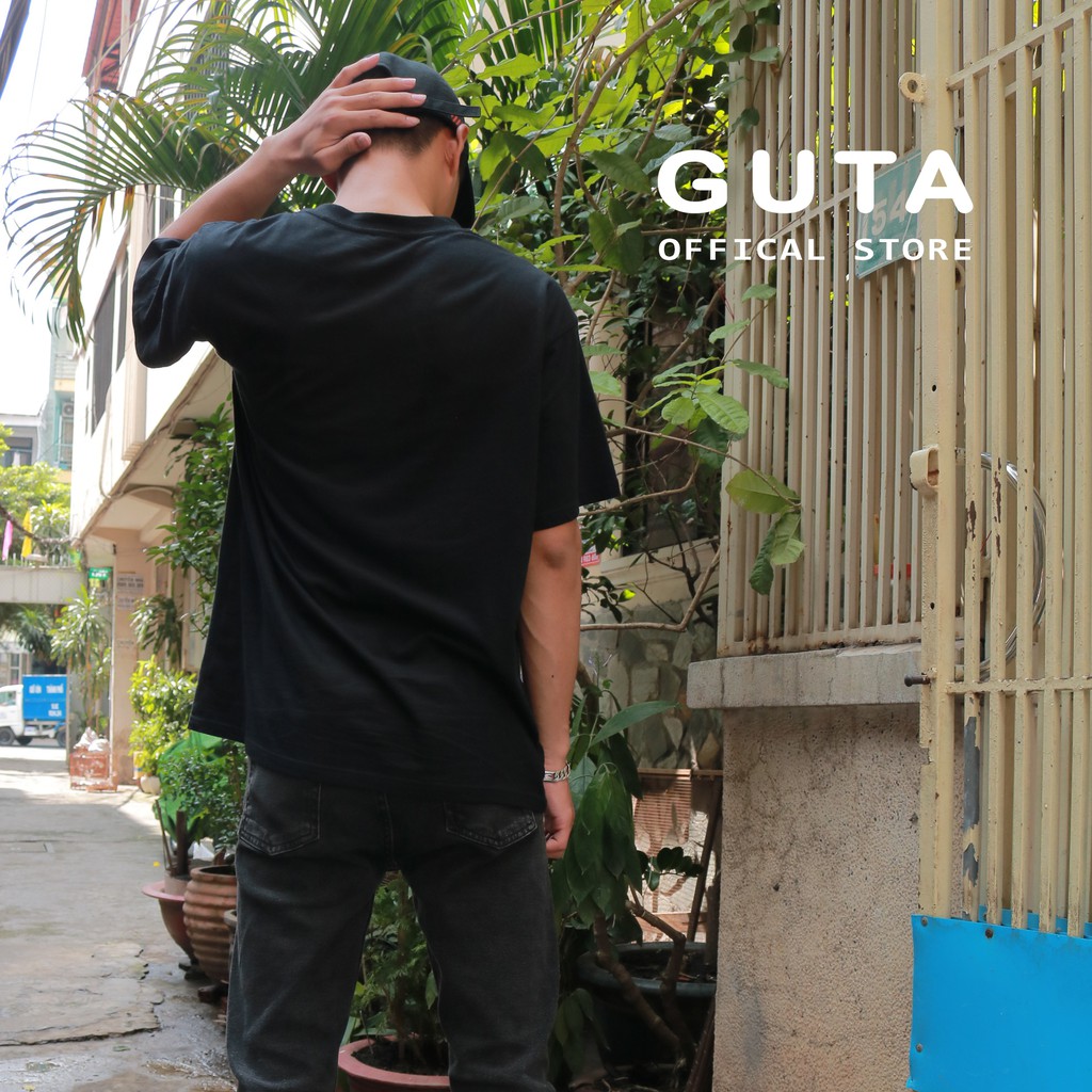 Áo thun tay lỡ GUTA dáng Unisex form rộng phong cách Ulzzang in chữ GT2 | BigBuy360 - bigbuy360.vn