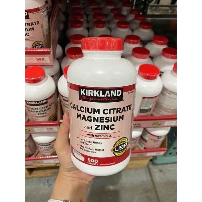 Viên uống Bổ Sung Canxi Zinc Kirkland Signature Calcium 600mg + D3 500 viên - (CHUẨN COSTCO USA)