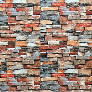 Cuộn 1M x 45cm PVC giấy dán tường (có sẵn keo dán) - gạch đá phố cổ ( mới về ) KT229