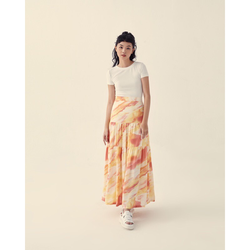 [Mã FAGREAT55 giảm tới 50K đơn 250K] Váy Maxi dài (Trắng-Cam) | BigBuy360 - bigbuy360.vn