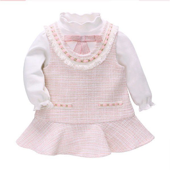 Set Váy dạ kèm áo dài tay xinh xắn cho bé gái 9-17kg (HÀNG QCCC) SS61