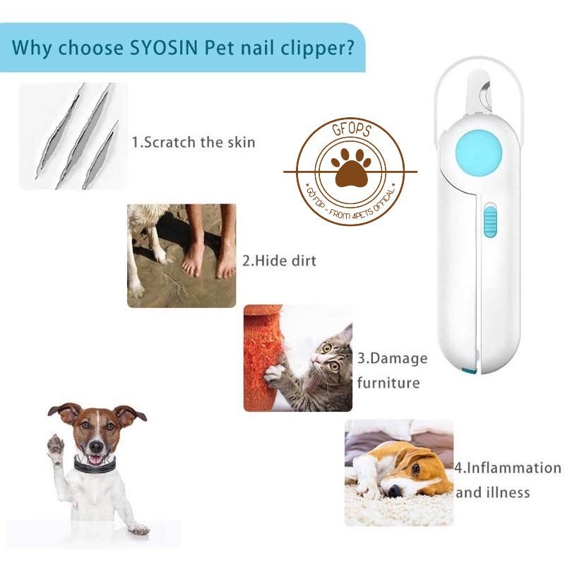 Kìm LEDY cắt móng chó mèo | Đèn chiếu tuỷ, nhìn rõ ràng, ,cắt an toàn - 4pets official