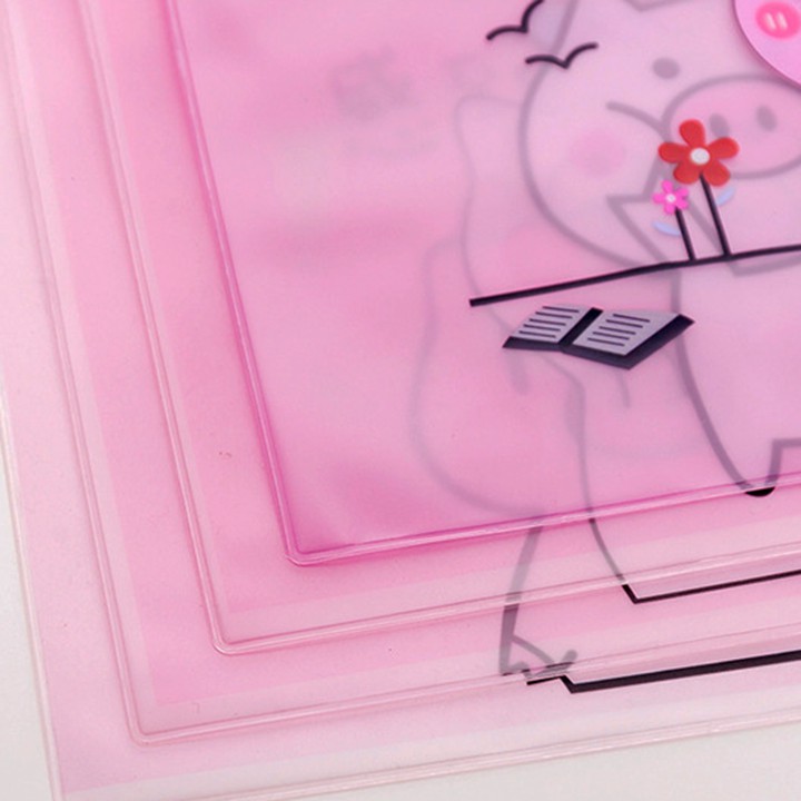 HCM - Túi nhựa kéo đựng bút viết Heo hồng siêu cool