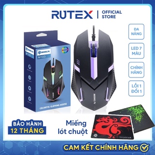 Chuột gaming, chuột có dây vi tính laptop MIHUN M103 đèn LED cho game thủ văn phòng - RUTEX Store