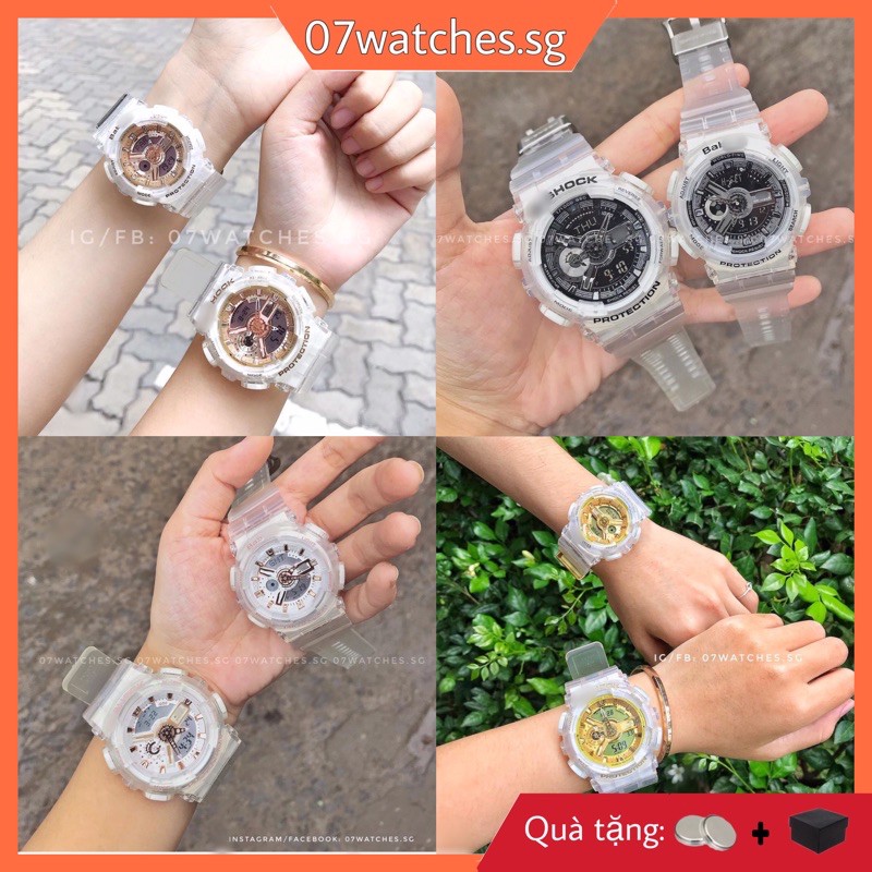 [watches.sg] ĐH đôi dây cao su trong phối mặt cao cấp cho nam và nữ ( ảnh thật)