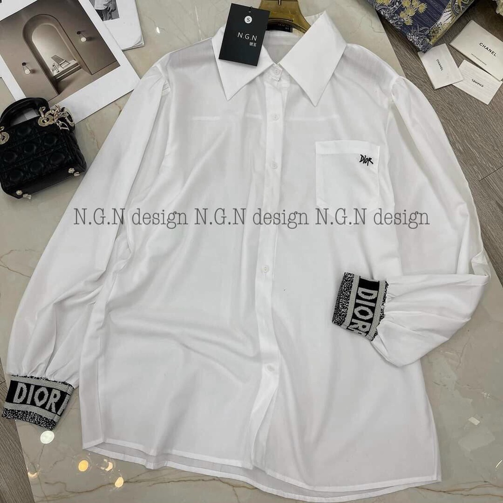 Áo sơmi trắng thêu chữ siêu đẹp phù hợp đi học công sở - ZADOLA FASHION
