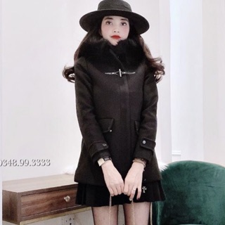 Áo dạ mũ lông,cúc chuông