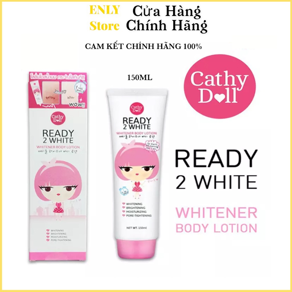 Kem Dưỡng Trắng Da Và Make Up Body Ready 2 White CATHY DOLL Thái Lan Chính Hãng 150ml-Tặng Nạ Collagen Mắt