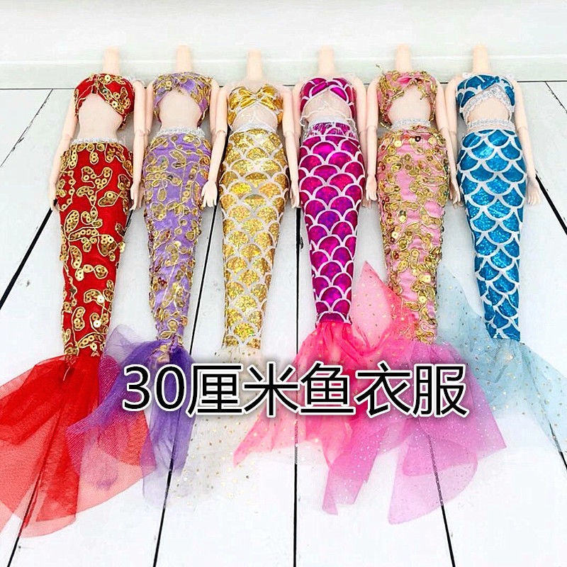 29cm Búp bê Barbie Nàng tiên cá Ăn mặc thời trang Quần áo Bộ phục Nhà chơi cho trẻ em