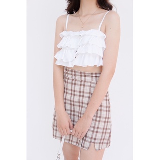 áo 2 dây tầng bèo trắng