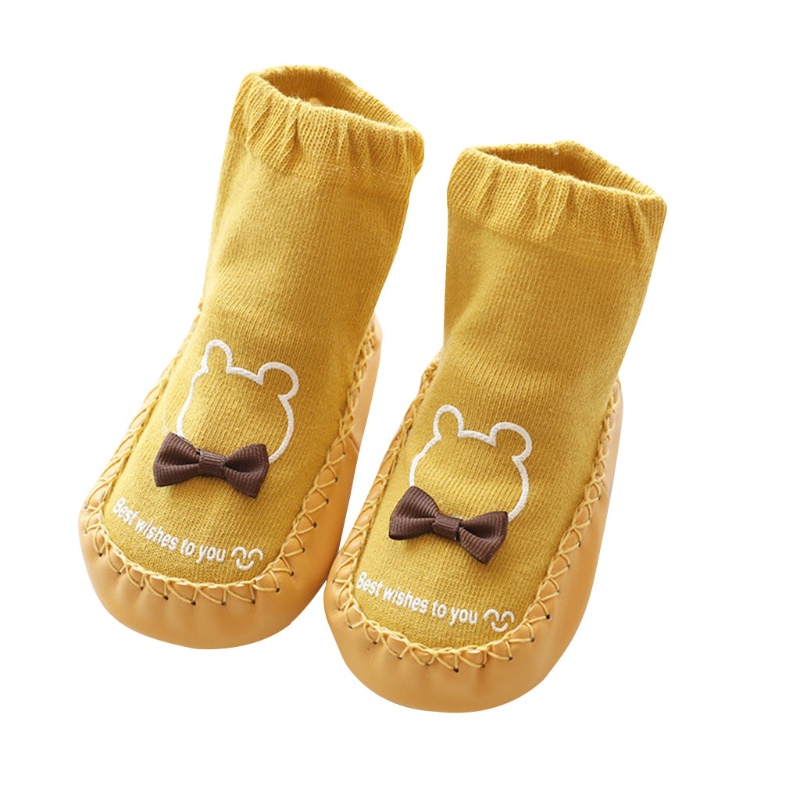 Vớ Giả Da Giữ Ấm Chống Trượt Hình Gấu Hoạt Hình Cho Bé Sơ Sinh