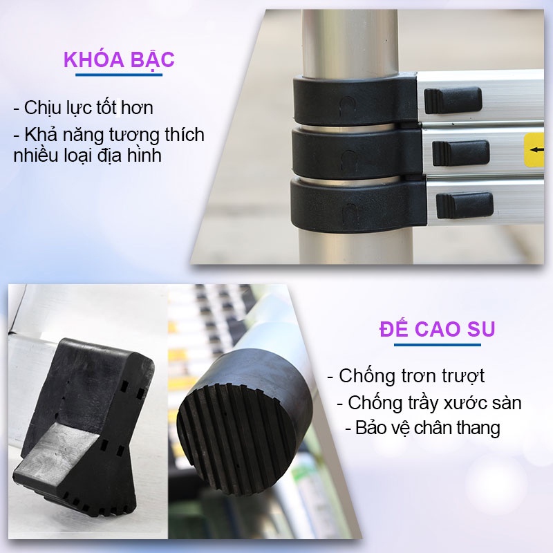 Thang nhôm rút chữ A ( 2m2 + 2m2 ) - Chính hãng NIKITA