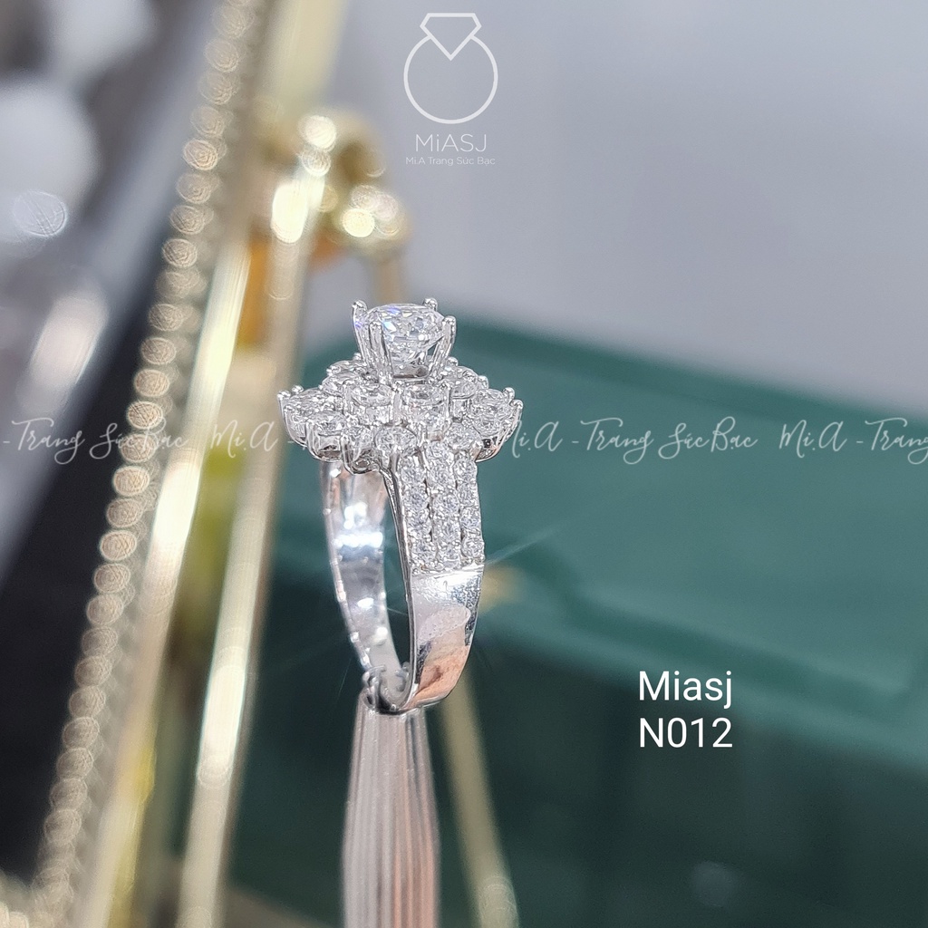 Nhẫn bạc Ý S925 nữ MiASJ N012 hình cánh hoa đính đá cao cấp, sang trọng