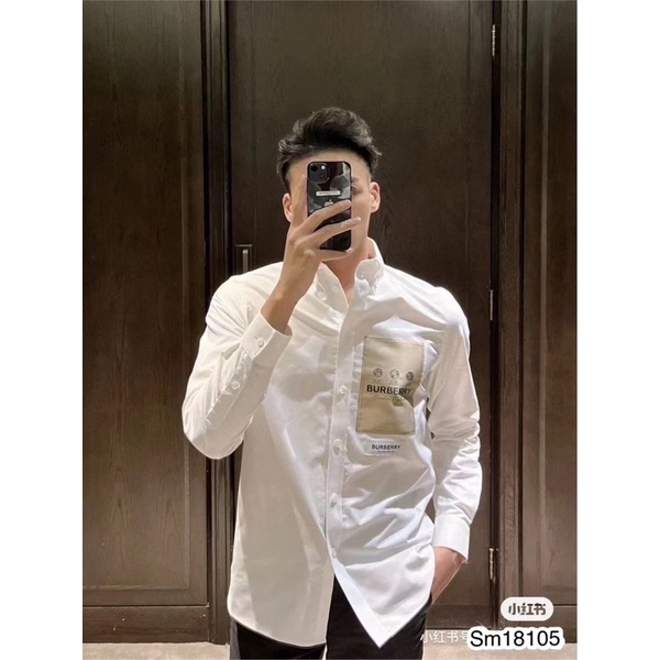 [Có video]Sơ Mi Nam Trắng Phối Túi BBR mới nhất