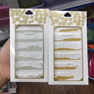 Gói bi trang trí móng mix size vàng bạc