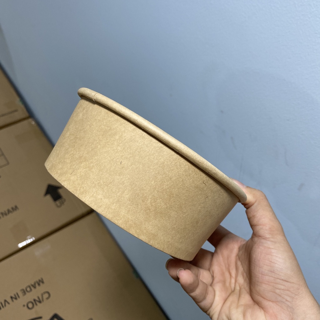 Giá sỉ 100 Tô giấy nâu Kraft kèm nắp  đựng thực phẩm