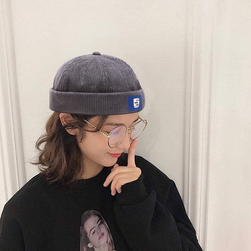 Mũ Len Beanie Không Vành In Chữ Phong Cách Hip Hop Đường Phố Cho Nam Và Nữ