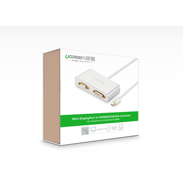 Cáp chuyển đổi 3 trong 1 mini DisplayPort sang HDMI, DVI và VGA UGREEN MD109 10438