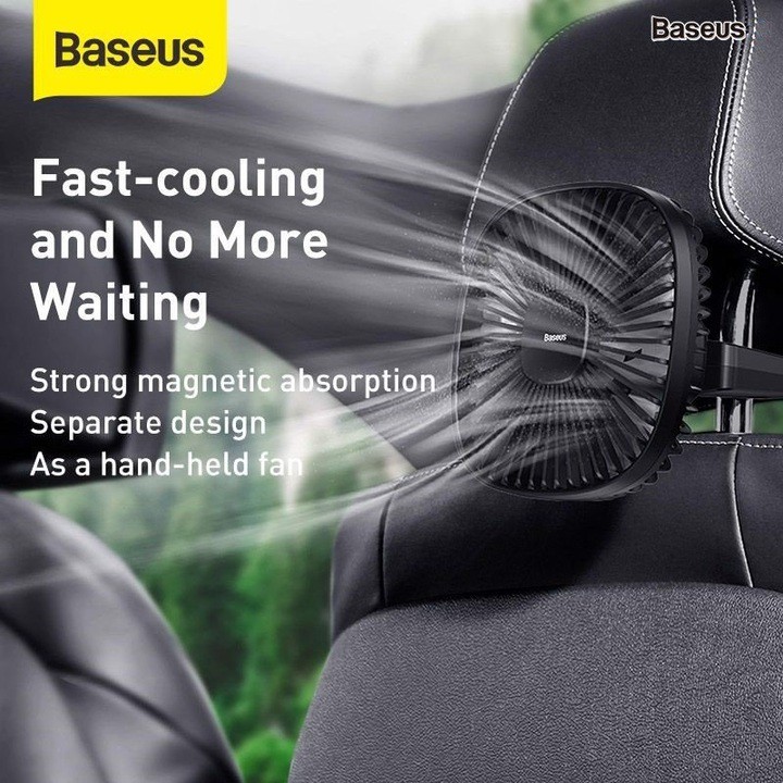 Quạt xếp gắn lưng ghế ô tô và mang theo mọi nơi, có tích hợp pin dự phòng. Thương hiệu Baseus CXZR-01