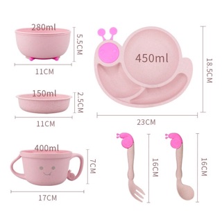 Bộ bát ăn dặm lúa mạch 5 món hình ốc sên