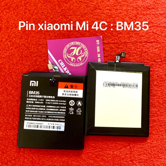 Pin xiaomi mi 4C zin - kí hiệu trên pin BM35