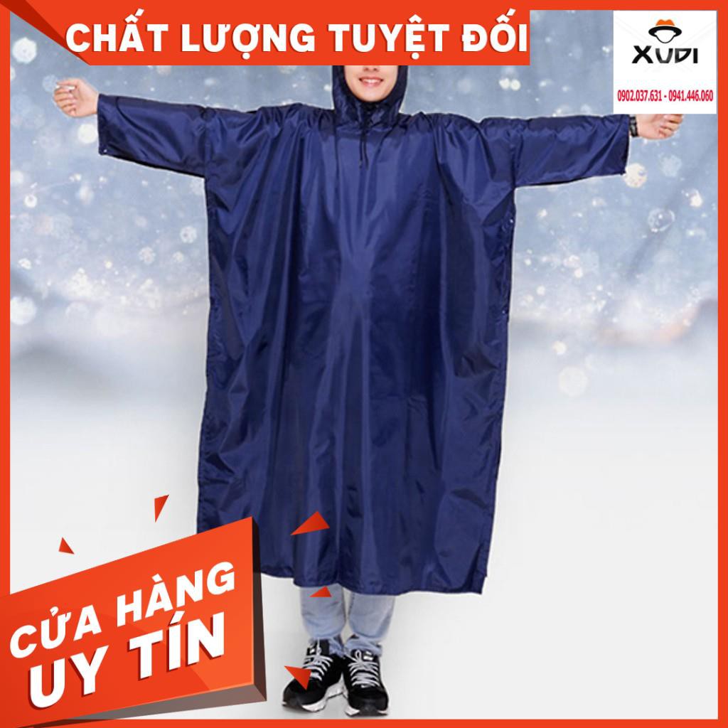 Áo Mưa Vải Dù Xẻ Tà Cánh Dơi Dài 1m4 Chống Thấm Cao Cấp