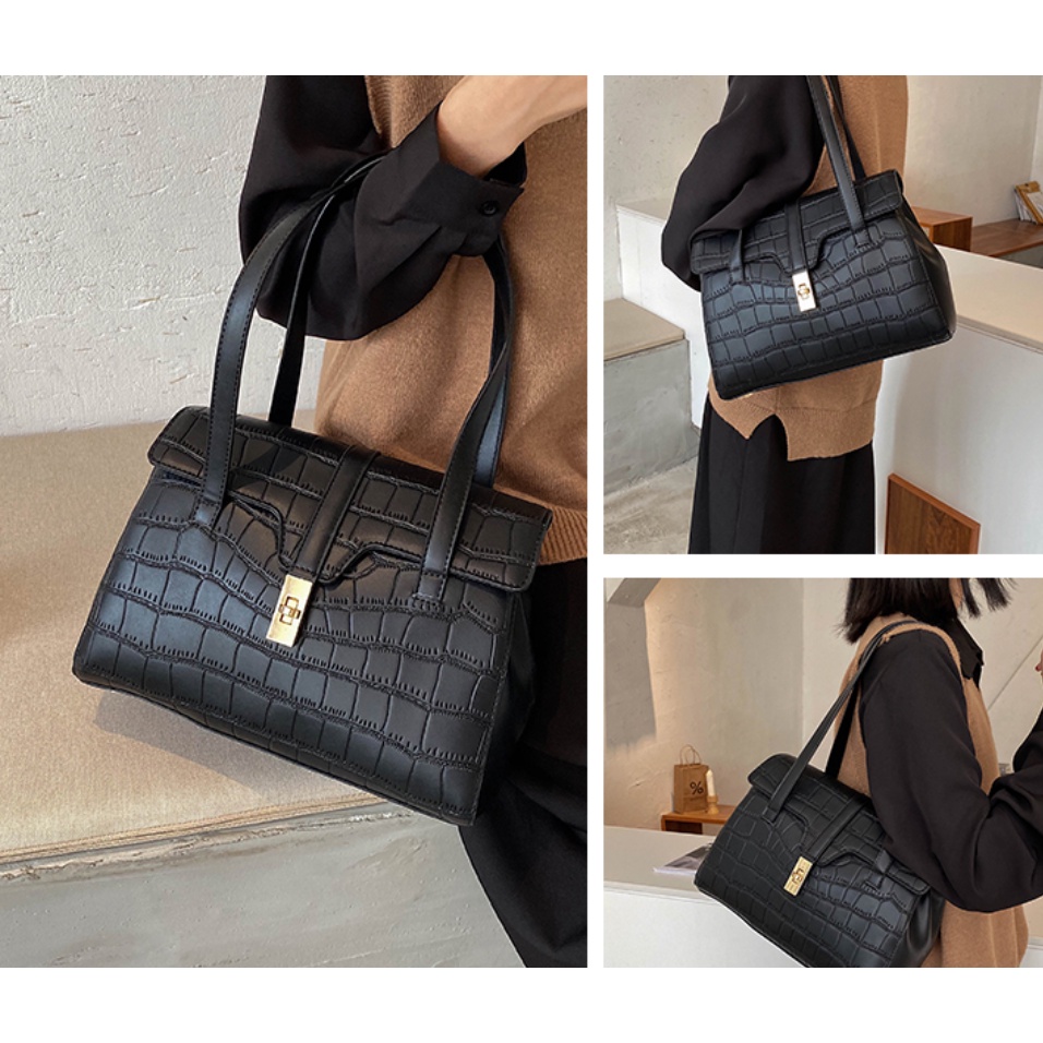 G157 Túi xách nữ hai màu trắng, đen đeo vai form túi 33*22 thoải mái để đồ