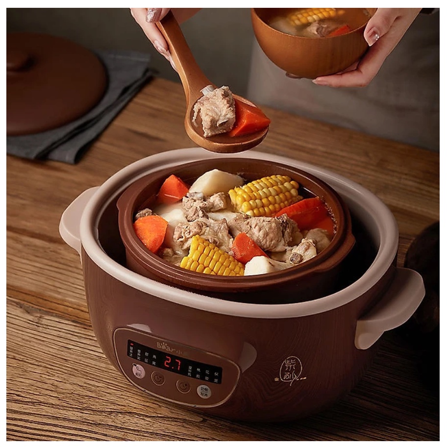 Nồi nấu chậm Bear 2.5L DDZ-C25R6 thố đất tử sa, đa năng nấu cháo
