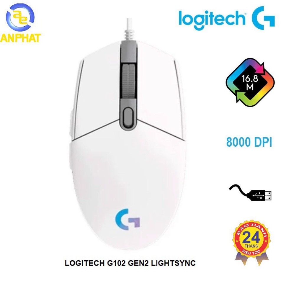 Chuột game Logitech G102 gen 2 Lightsync LED RGB - Chính hãng BH 24 tháng